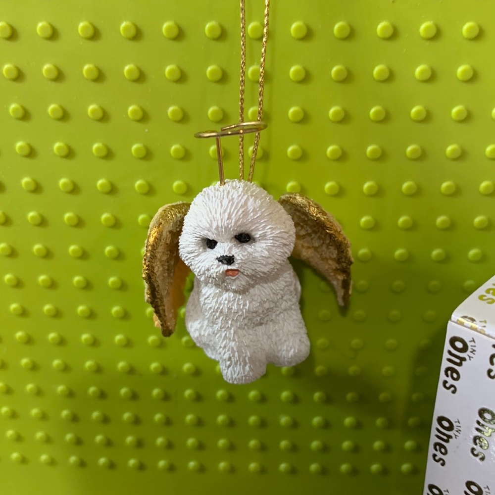 3 Bichon Frise tiny Holiday ornaments.  SOLD
